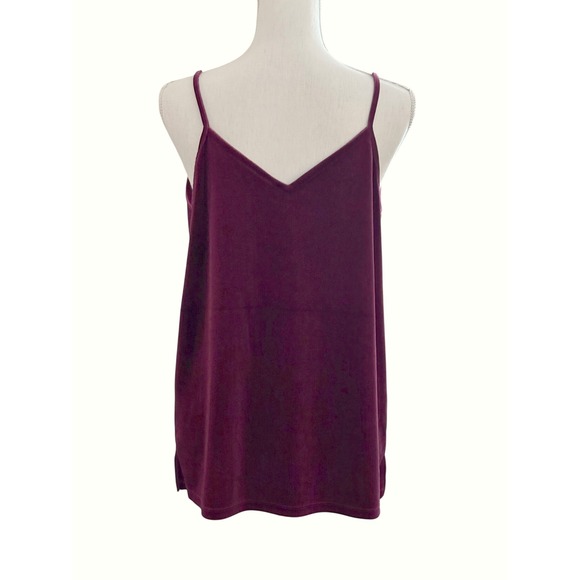 Old Navy Velvet V Neck Cami Tank Top Red/Plum - Size Medium - B7 - Picture 1 of 7